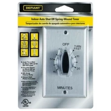 Defiant 20 Amp 60-Minute In-Wall Spring Wound Timer Switch Stainless Steel Plate