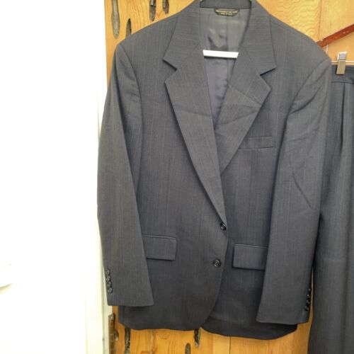 John Clarendon Suit Mens Blue Pinstripe 100% Wool Blazer 42R Pants W36xL30 - Picture 3 of 13