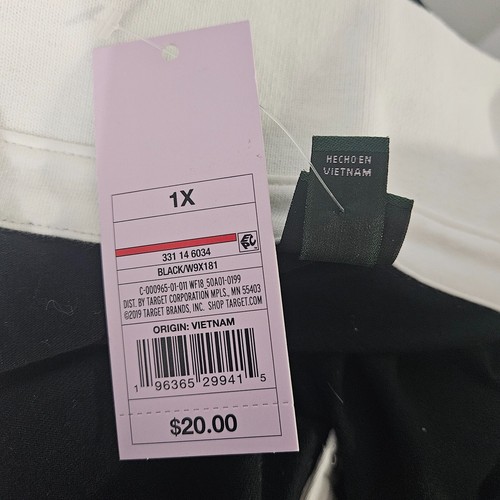 Wild Fable Size 1X Black & White Short-sleeved Crop Top Collared Women's Shirt B - Picture 8 of 21