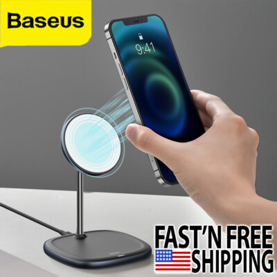 Baseus Magnetic Wireless Charger For iPhone 13 12 Pro Max Desktop Phone Stand