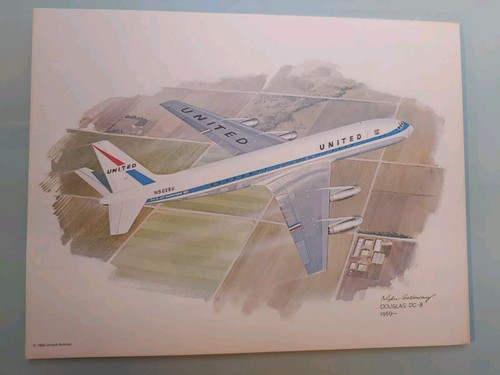 Nixon Galloway Set of 2 Prints United Airlines Collectn 1979 Douglas DC-8 '79 80 - Picture 2 of 15