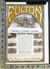 1919 FULTON MOTOR TRUCK COMPANY REPEAT ORDER DELIVERY PITTSBURGH PLATE AD FC6875