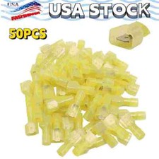 50x Yellow Fully-insulated Male Wire Spade Crimp Terminal Connectors 12-10 AWG