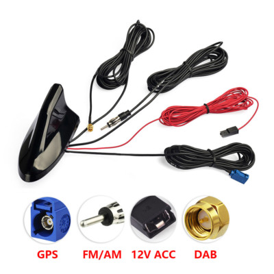 SHARK FIN VOITURE Antenne DAB Fm GPS de Toit Smb SMA Fakra din Iso Numérique EUR 127,70