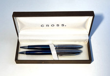 Cross Pen  Pencil Set Blue Chrome w/Box Pen Works Pencil Repair
