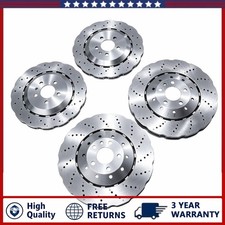 Fit For RS7 14-16 Set of Front & Rear Vented Drilled Dimpled Disc Brake Rotors