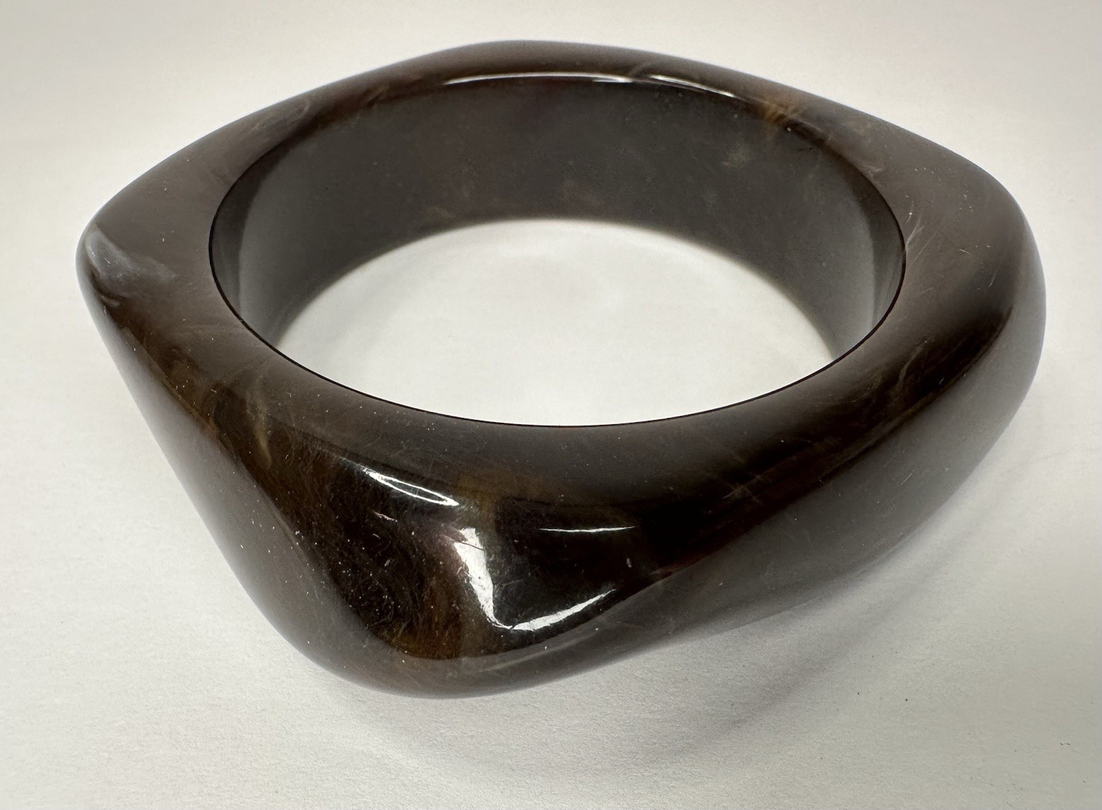 Chunky Marbled Brown Bangle Bracelets Plastic / V… - image 5