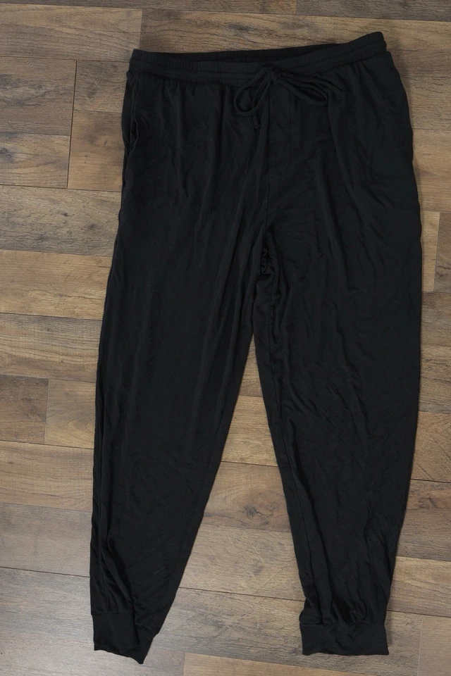 Pantalones Eberjey para mujer M. negros tejidos suaves con cordón cónico Foto 2 de 4