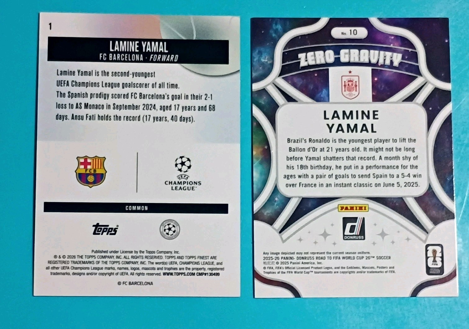 2026 Lamine Yamal Topps Finest Checkerboard Common #1 &"Zero Gravity" Red Insert view 9