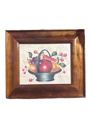 Barbara Palmer Folk Art Fruit Bowl Print  numbered 50/500 Year 1999: 14.5 X 12.5