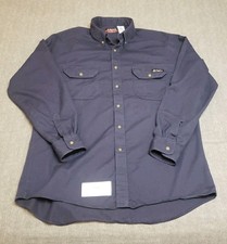 Bulwark FR Mens Sz XL Navy Blue Long Sleeve Work Shirt CAT 2 NFPA 2112 Button Up