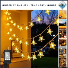 100 LED Waterproof Star String Lights - 49FT Warm White, 2 Pack for Every Occ...