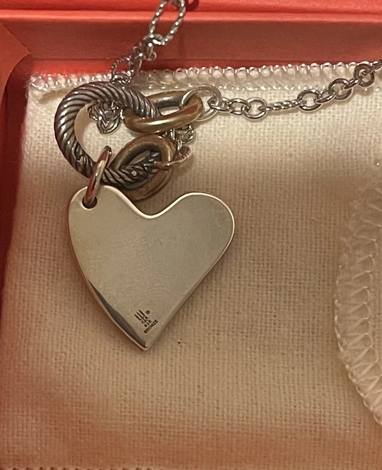 James Avery Retired 18 英寸椭圆形扭转小饰品项链带 JA 无畏心形饰品 — 第 2/4 张图片