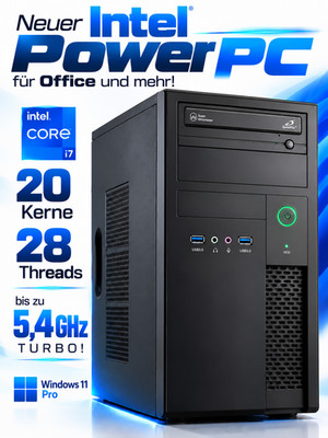 PC Intel Core i7-14700 5,2GHz Turbo, 16-32GB, 500GB-1TB SSD, Windows11 Pro leise