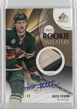 2019 SP Game Used Inked Rookie Sweaters 18/49 Nico Sturm #RS-NS Patch Auto f0l