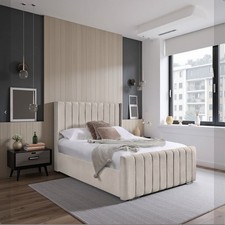 Fiji Ottoman Storage Winged Plush Velvet Upholstered Bed Gas Lift Up King Size