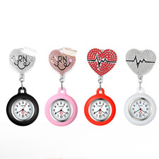 Heart Deco Silicone Clip-on Nurses Watch Stretchable Fob Doctors Pocket Watch