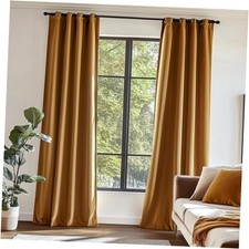 Lazzzy Blackout Velvet Gold 52"W x 108"L Pack of 2 Grommet Gold Brown