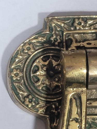 Vtg Spirit Of The Forrest Green Man Brass Door Knocker W/ Strike Plate & Screws - Picture 4 of 22