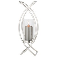 Fink Windlicht 54 Cm Glas Edelstahl Stumpenkerzenhalter Stehend Oder WandhäNgend