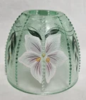 Fenton Beaded, Pebbled Green Fairy Lamp Top Hand Painted Signed Label TOP ONLY