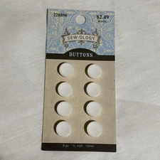Sew-Ology White Concave Shank Buttons ⅜” (10mm) – 8 Pc – New on Card