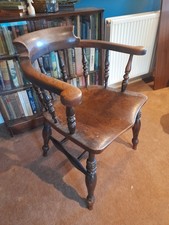 Antique Edwardian Smokers Bow Captains Chair