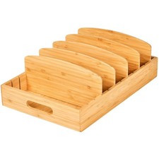 Extra Large Bamboo Food Container Lid Organizer for Kitchen Cabinet