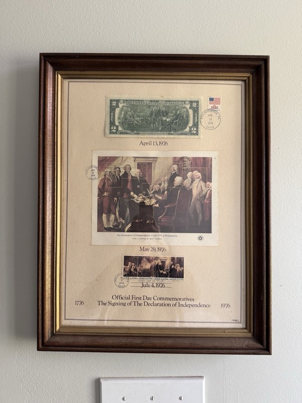 Framed 1976 Official First Day Commemorative Signing Of The Declaration