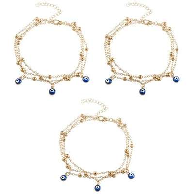  3 stücke Böhmen Chic Mini Evil Eye Style Anklet Baumeln Fußkettchen Für Barfuß