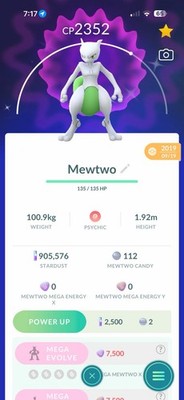 Shiny Mewtwo 2019 PSYSTRIKE Move G0 Regist Or One mill LUCKY 