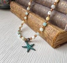Starfish Sea Life Nautical Coastal Beaded Necklace