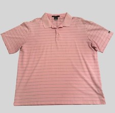Nike Tiger Woods Collection Polo Shirt Mens XL Pink Striped Dri-Fit Golf Classic
