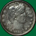 1892 Barber Quarter Extremely Fine XF Coin, Harshly Cleaned #35333