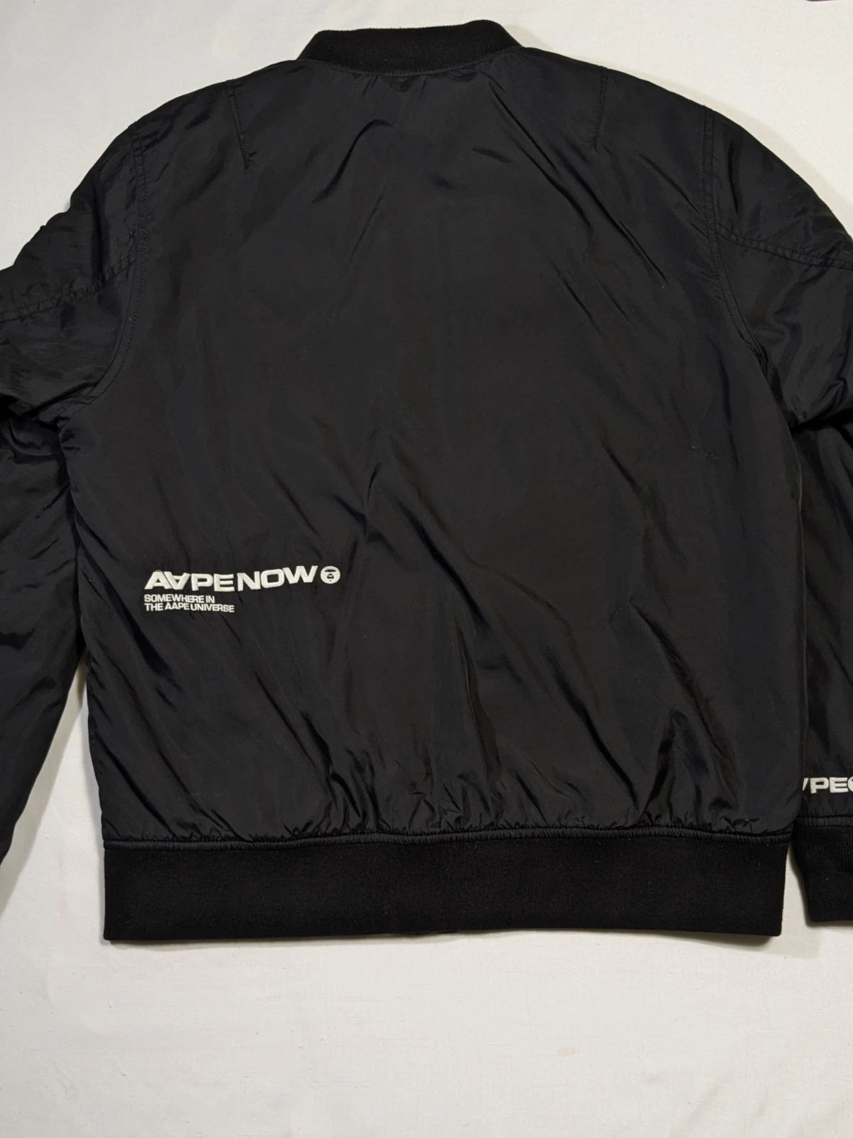 Aape By A Bathing Ape Bape Bomber Jacket  Large Woobie Lined Streetwear Distress image 3