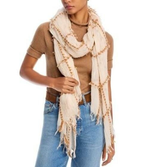 Faux Fur Trimmed Plaid Wrap by Echo .