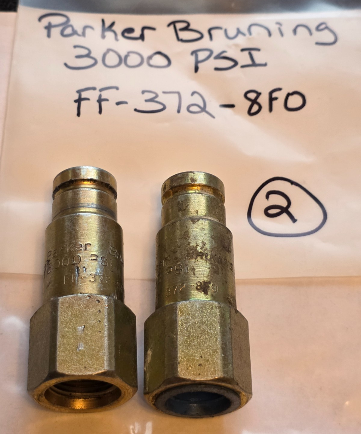 ( LOT of 2 ) FF-372-8F0 PARKER BRUNING; 3000 PSI
