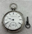 ELGIN POCKET WATCH, 18S, 15J, GRADE 62, HZ CULVER, KW, COIN SILVER CASE,VTG 1873