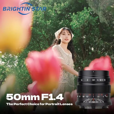 Brightin Star 50mm F1.4 II APS-C MF Large Aperture Lens for Sony Canon Fuji M4/3