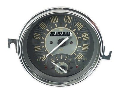 VW BUG BUS GHIA ISP 200 KLM SPEEDOMETER w/COMBO GAS FUEL GAUGE BEIGE NUMERICALS