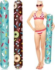 2 Inflatable Pool Noodles 41" Fabric Float Adult Tropical Hawaii Beach