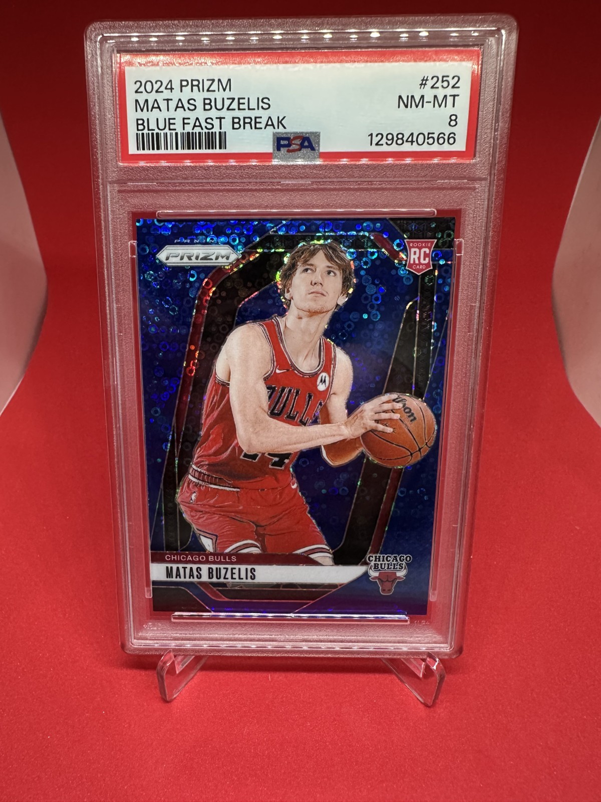 🔥2024 Panini Prizm Matas Buzelis #252 Blue Fast Break #/150 RC PSA NM Mint 8