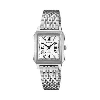 Casio Damenuhr mit silbernem Zifferblatt und silbernem Armband LTP-B190D-7BVER