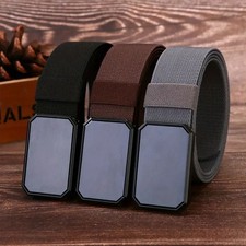 Adjustable Web Belt Magnetic Buckle Flat Earth Metal Mens Elastic Belts Militar