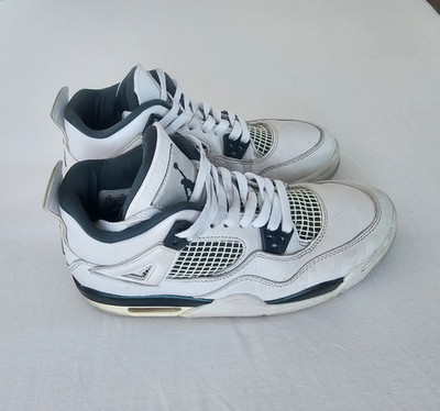 Jordan Air Jordan 4 Herren Mid Top Sneaker Leder atmungsaktiv EU 39 Weiß/Schwarz