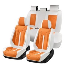 Car Seat Covers Universal Fit for Cars SUVs Trucks Full Set N: White Orange