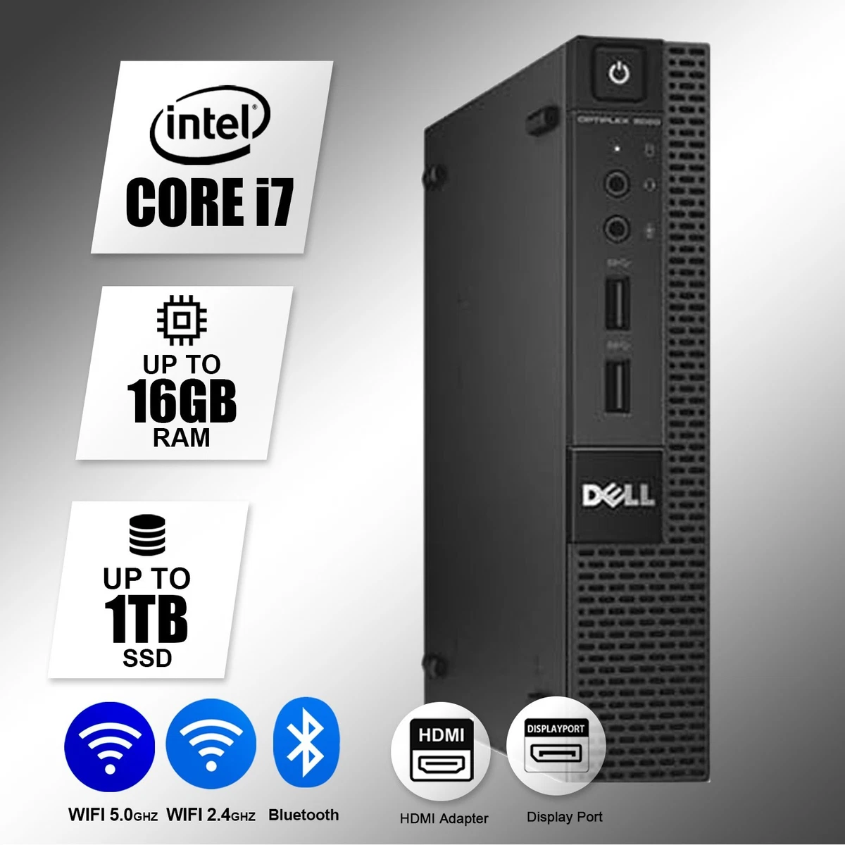 Dell OptiPlex 7070 Micro i7-9700T 16GB RAM 256GB M2 SSD Win11 Pro MINI PC WLAN - RAM-König