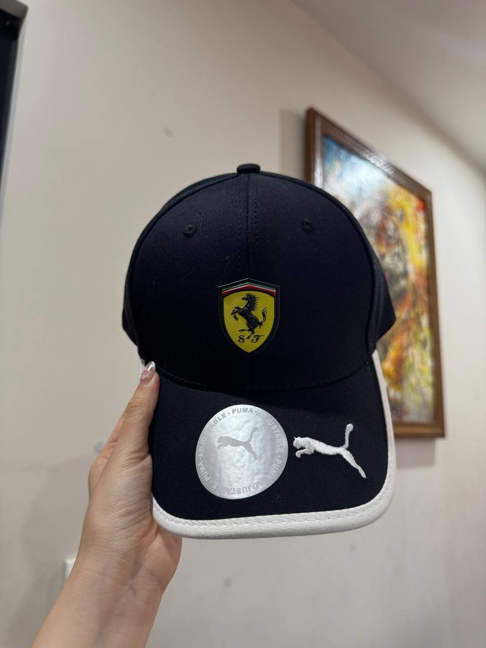 PUMA Scuderia Ferrari F1 Team Black Adjustable Curved Brim Racing Baseball Cap