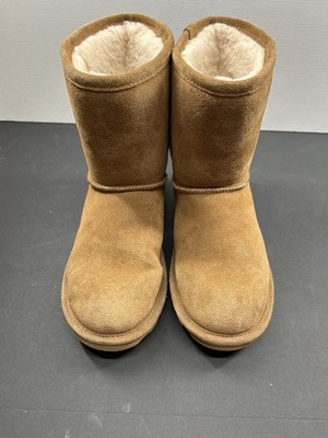 Bearpaw Youth 4 Suede Shearling Lined Winter Boots Tan Slip On Warm Snow Boot
