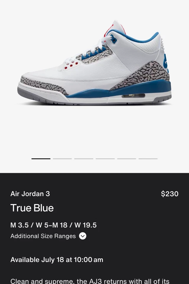 AJ3 True Blue $30 UNDER RETAIL - SHOCK DROP